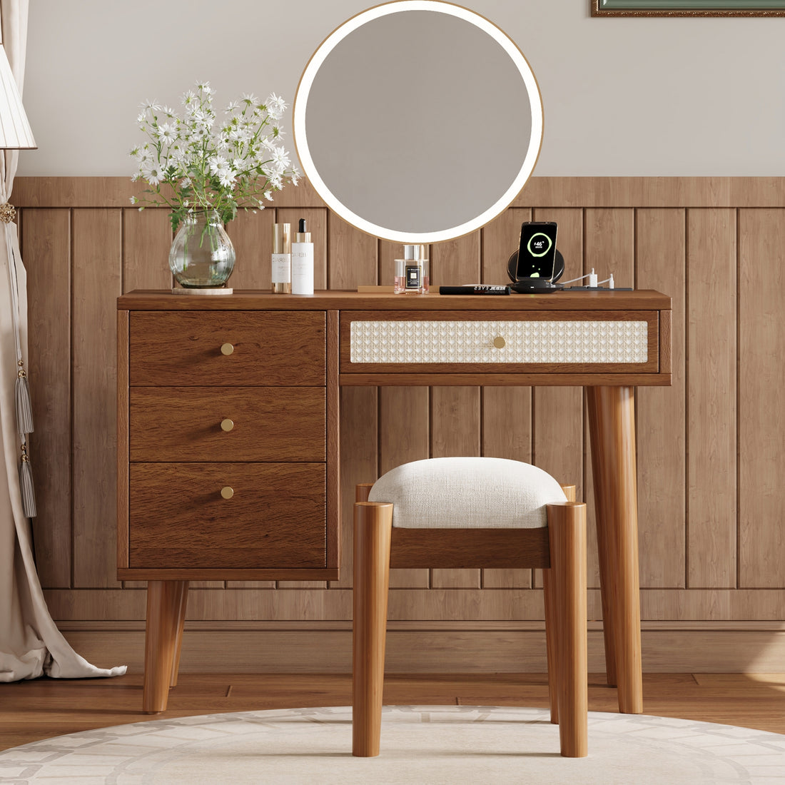 Slow Mornings — Bohemian Walnut Vanity & Stool