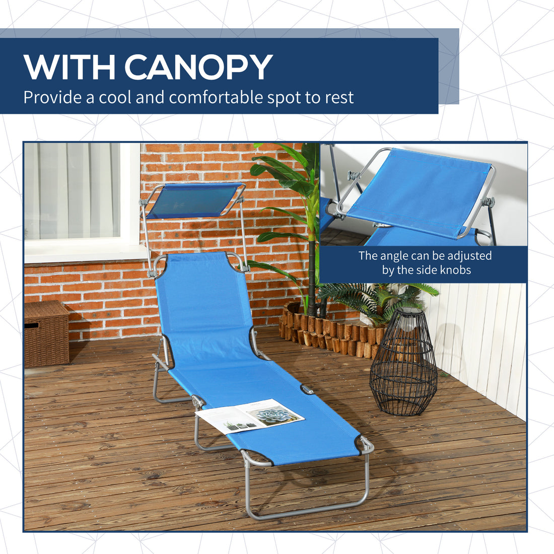 Sun Lounger — Foldable Poolside Chaise with Shade