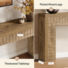 Long Hall — Grooved Console Table in Warm Wood