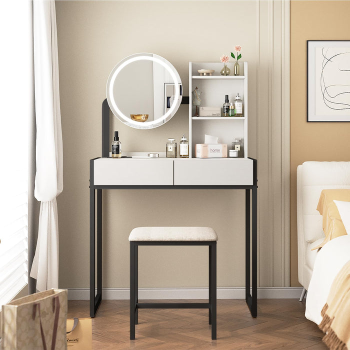 Quiet Hours — Lit Vanity Desk with Cushioned Stool