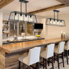 Long Table — Black Linear Chandelier for the Dining Room