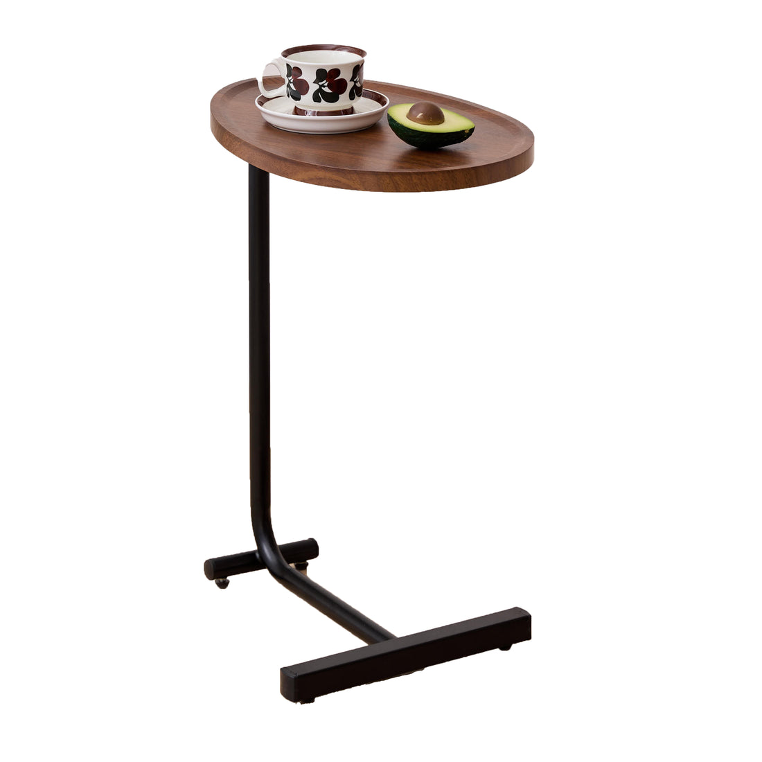 Slide-In — C-Shaped Sofa Side Table in Brown