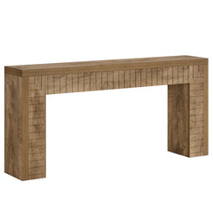 Long Hall — Grooved Console Table in Warm Wood